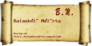 Balaskó Márta névjegykártya